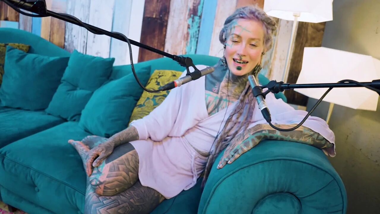 I talk about A - authentic - ASMR - Podcast - Talking - tattoo girl model goth punk dreadlocks