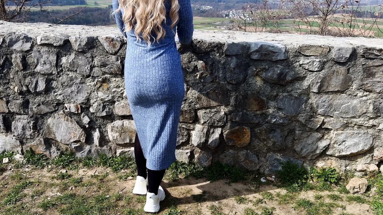 Girl can’t resist getting fucked at on old castle - Public Blowjob, Doggy Fuck and nearly caught