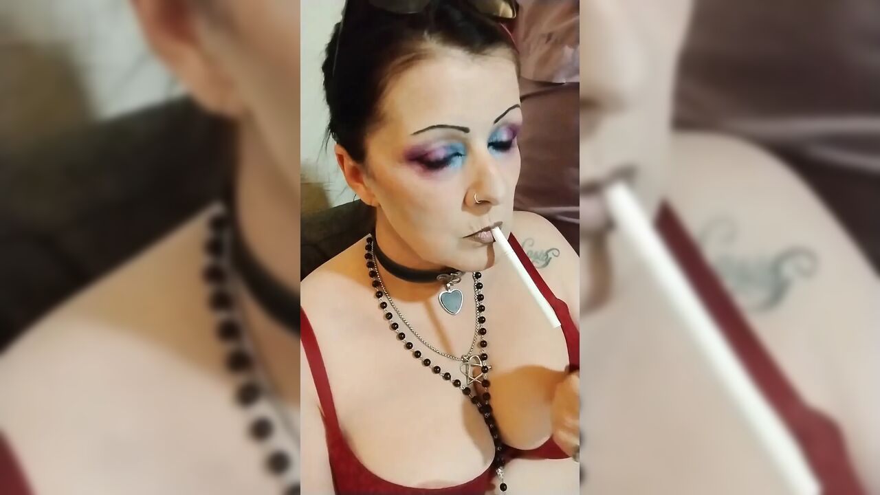 MILF Smoking in a Bra