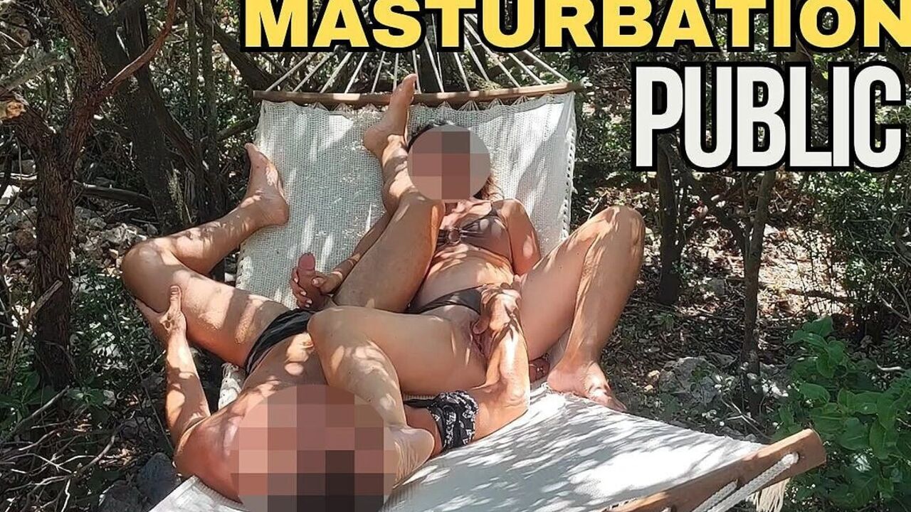 Teacher Squirts! Caught Fingering/handjob in Park! Cumshot on Hammock! - Misscreamy
