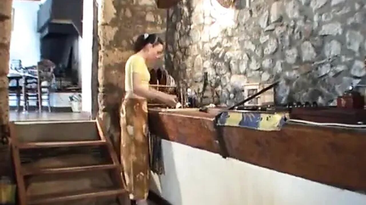 A Housewife Gets Fucked in a Doggy Cart on Her Stairs