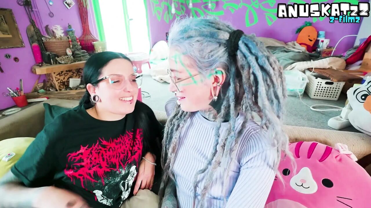 Two Goth Girls with Glasses Threesome ANAL POV - Bj, ATM, ATOGM