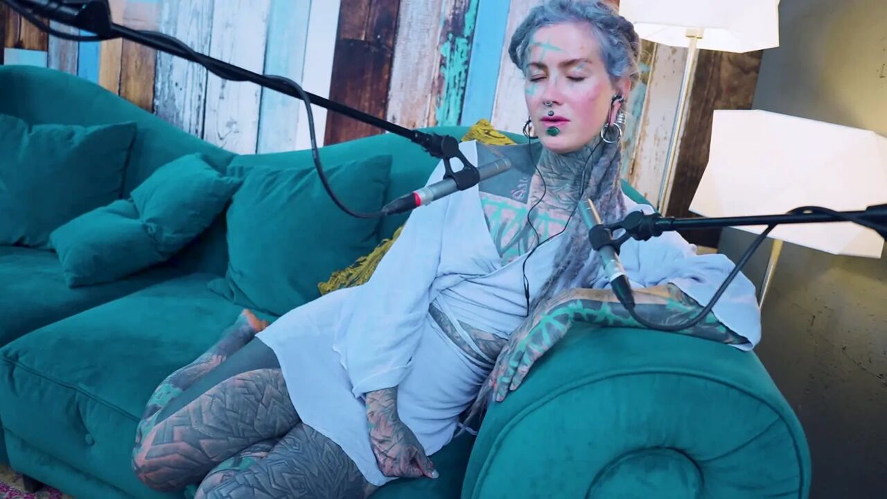 I talk about F - Fear - ASMR podcast SFW talking goth skinny girl dreadlocks tattoo model inked girl