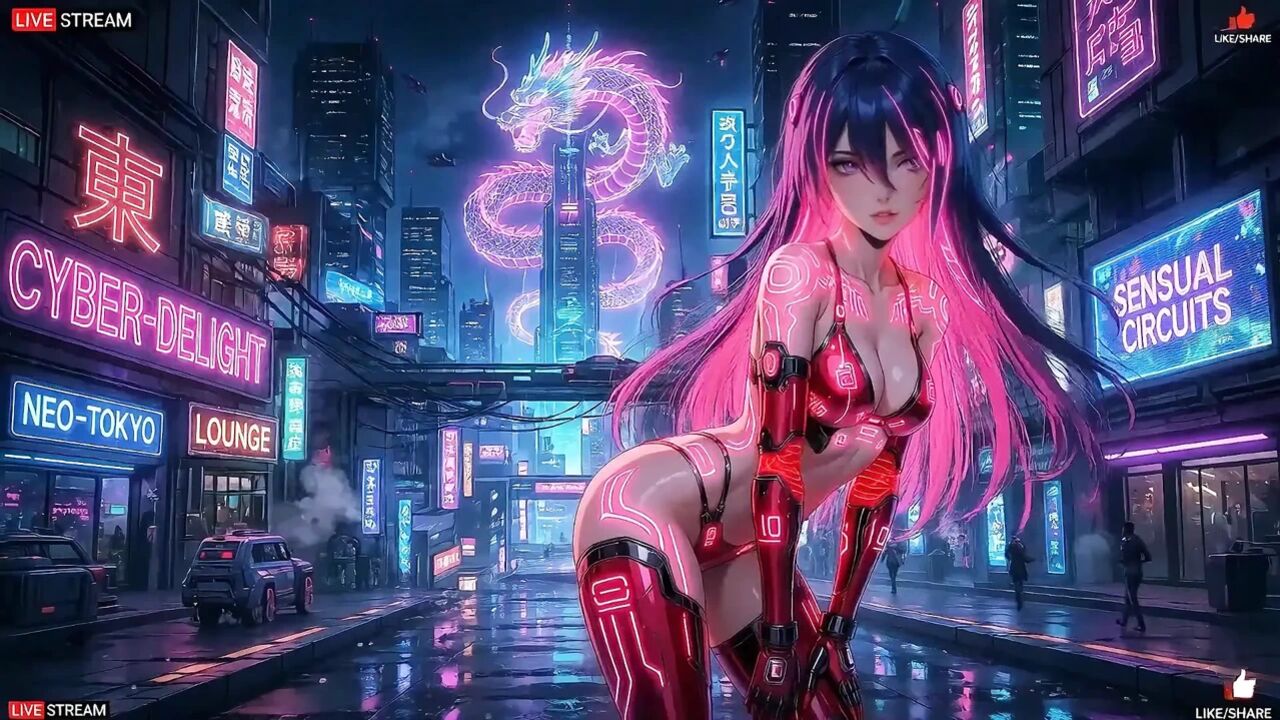 Sensual Cyberpunk Girl in Punk Style – Multiple Hot Scenes