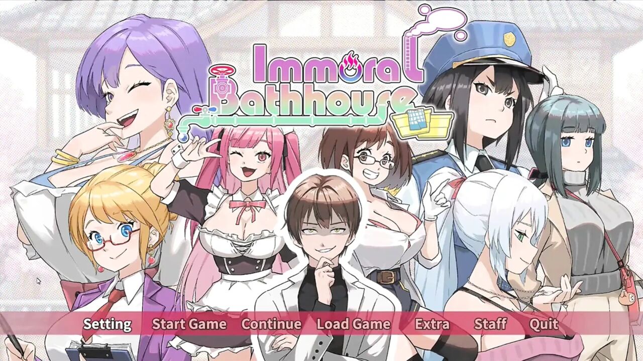 Hentai Game – Busty Married Woman Gets Fucked on the Balcony - Immoral Bathhouse - NTR Hentai