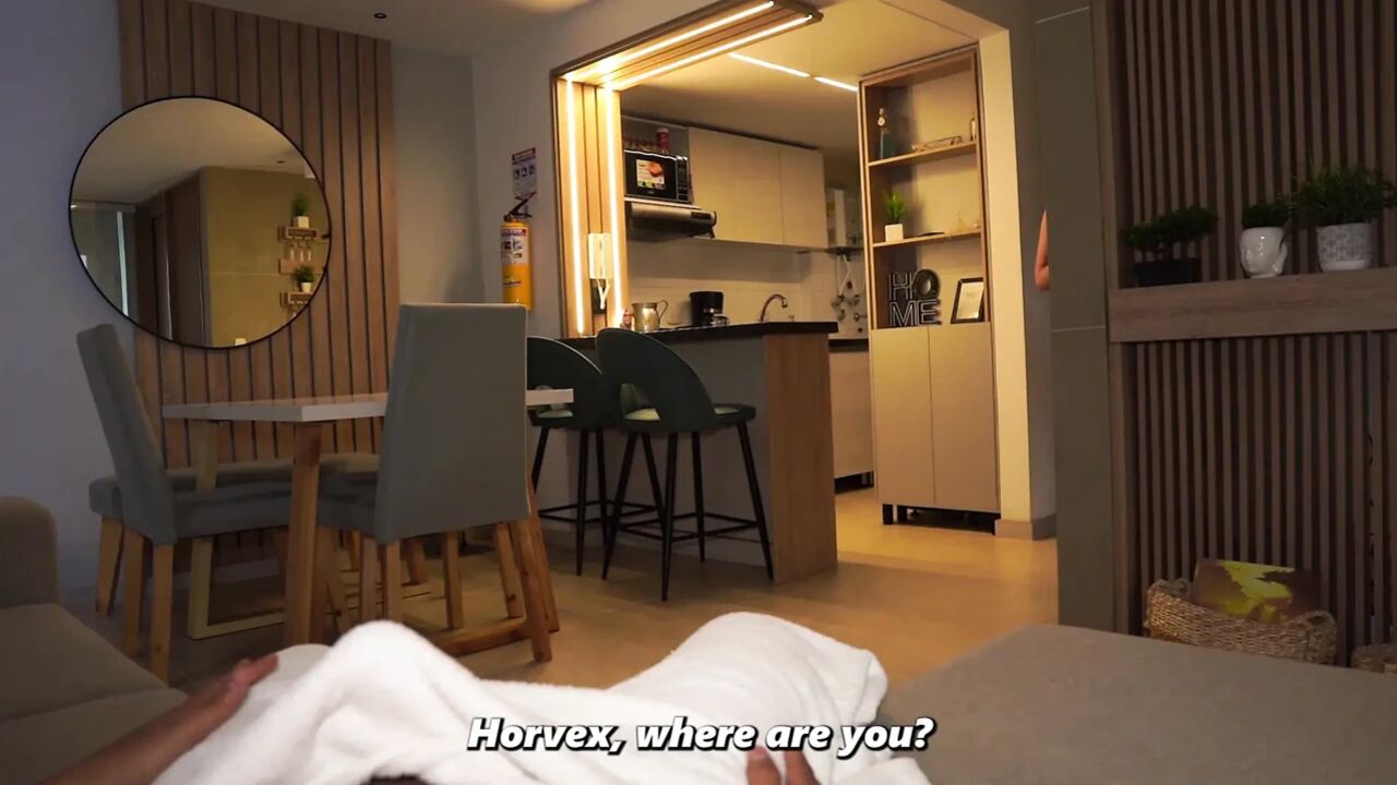 What are you doing?! - Busty stepmom ends up without a towel in the bathroom after her stepson plays a prank on her