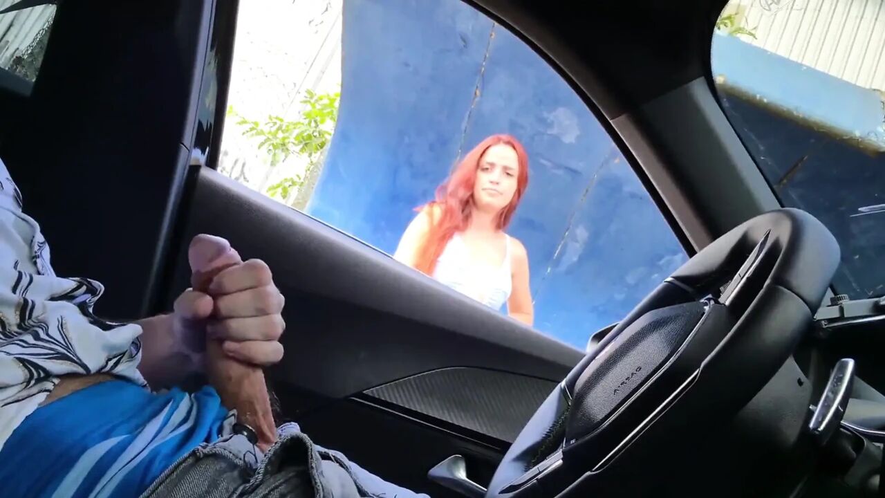Risky Handjob When Driving I Called Beautiful Redhead to See My Cock Until I Cum!