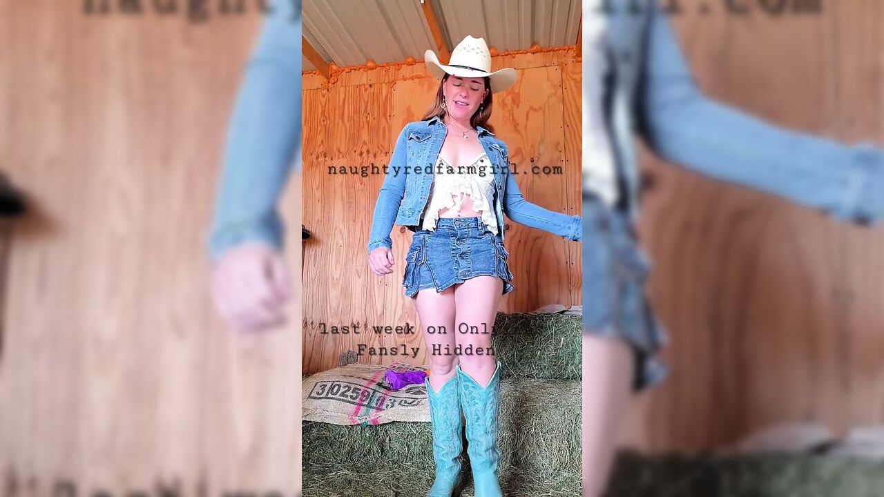 Redhead Fucks Herself Like Crazy All Over the Farm