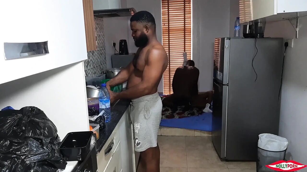 Very Dark Big Dick Fuels Fever In Kitchen Bed