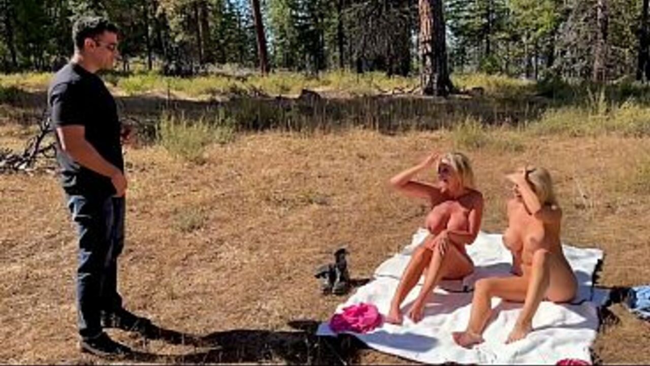 Two Big Titty Milfs Tanning Seduce A Hiker To Get A Shared Creampie