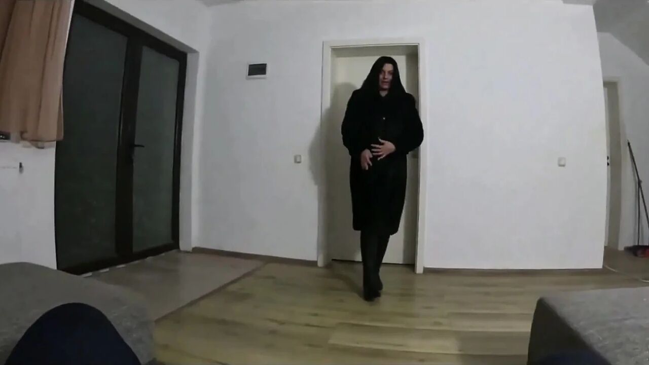Slutty Mature Deepthroat & Cum Play on My Black Coat