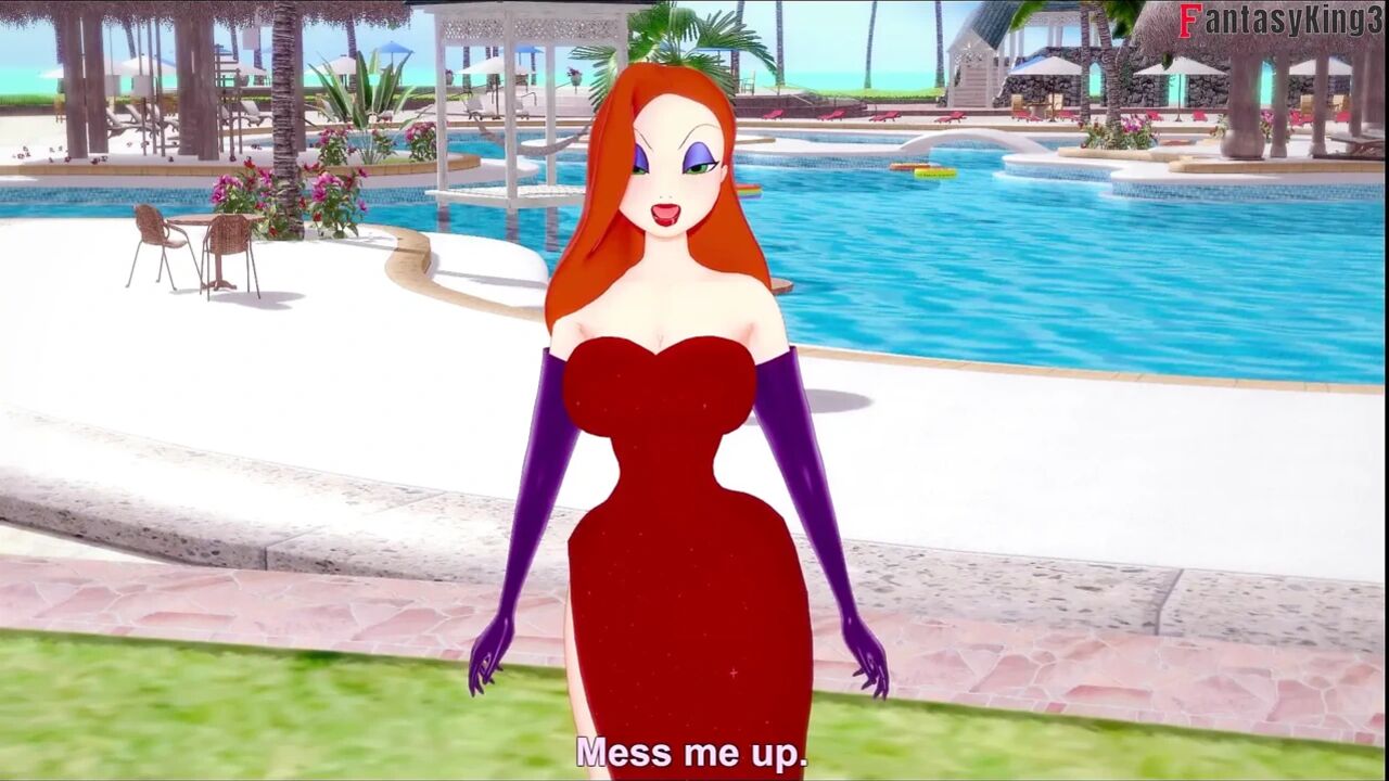 Jessica Rabbit blowjob in public pool