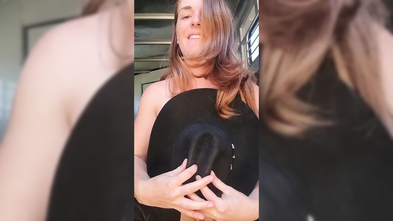 Redhead Cowgirl Rides Dildo on Saddle Anal Nude in Chaps