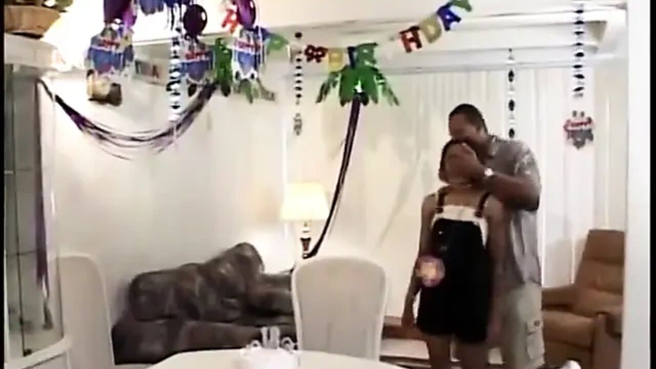 Black bitch with juicy lips hardcore fucking a black cock on the couch