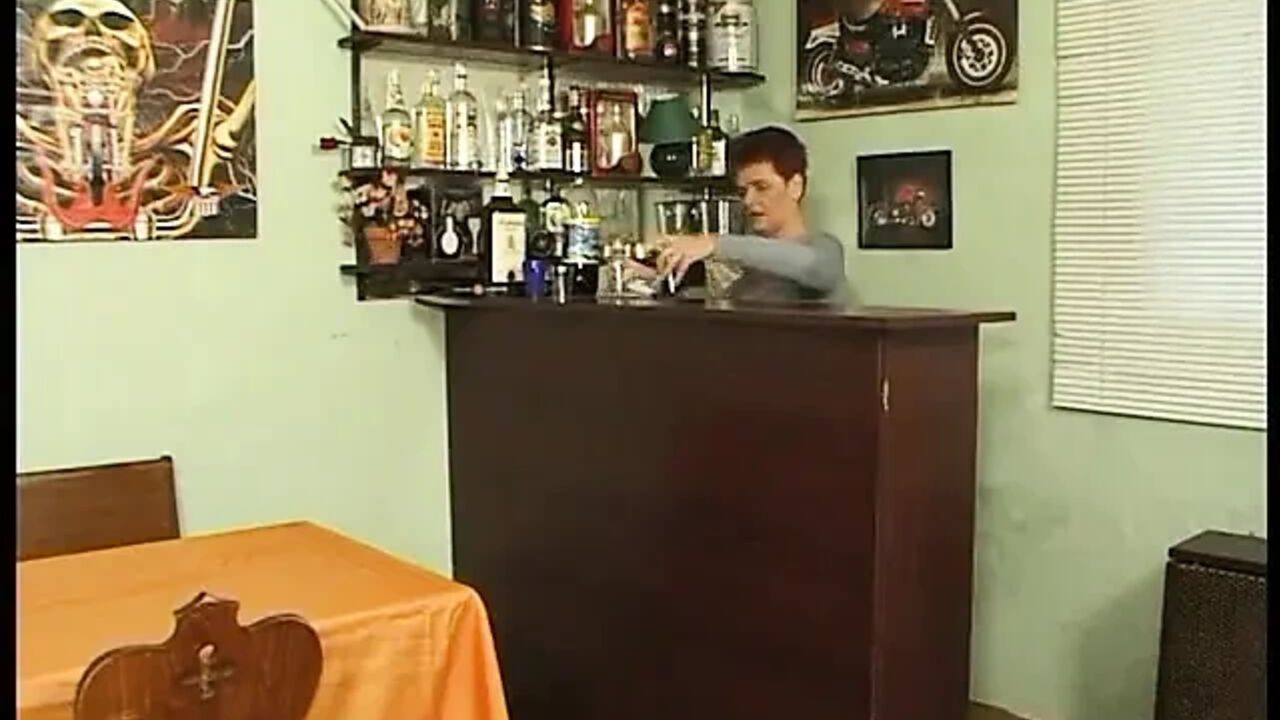Stockinged gilf gets her hairy pussy dildoed and fucked by young fella