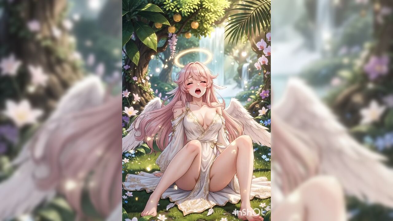 Hentai angel with big boobs masturbates