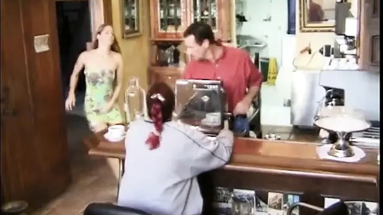 Horny dude walks in on hot babe in the restroom and gives her a good bang