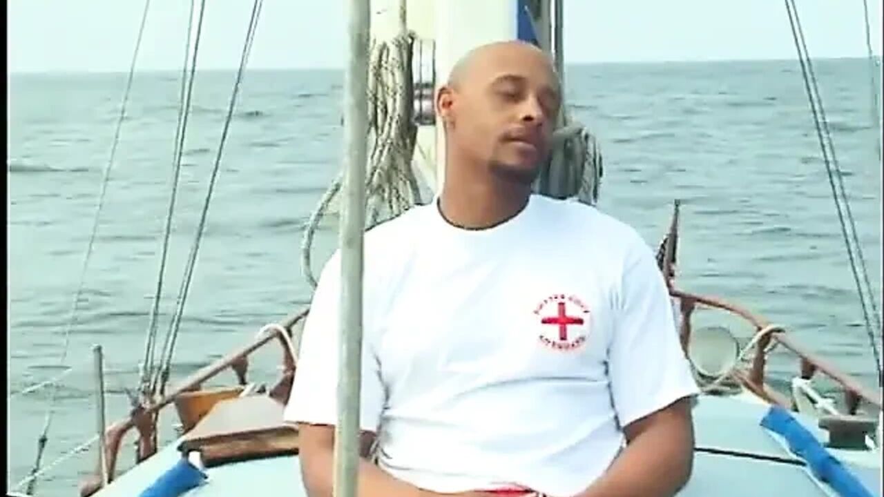 Couple of nice ebony babes are doing one cock on the deck of sailing ship