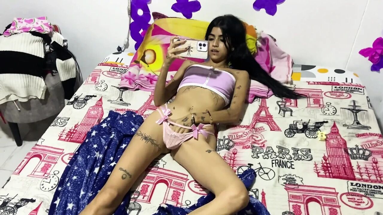 My sexy girl masturbates in her room and I go in to fuck her until she orgasms.