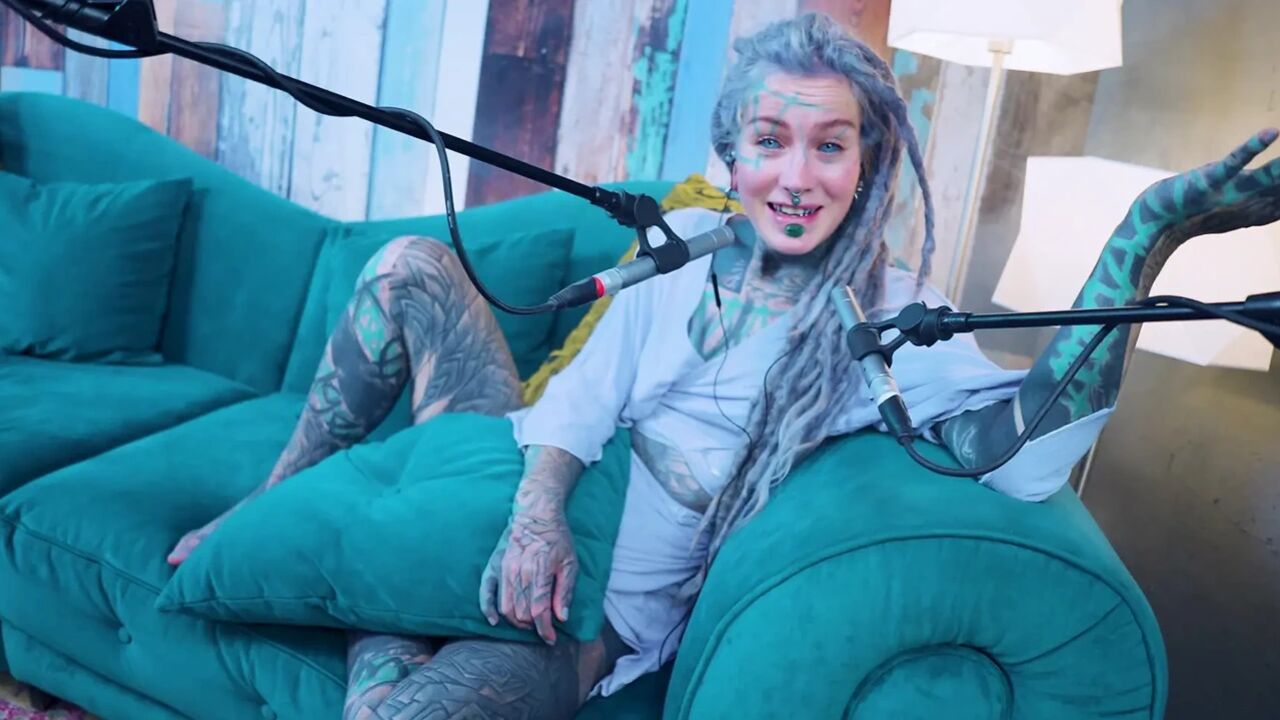 I talk about H - Happiness - ASMR podcast SFW talking goth skinny girl dreadlocks tattoo model inked girl