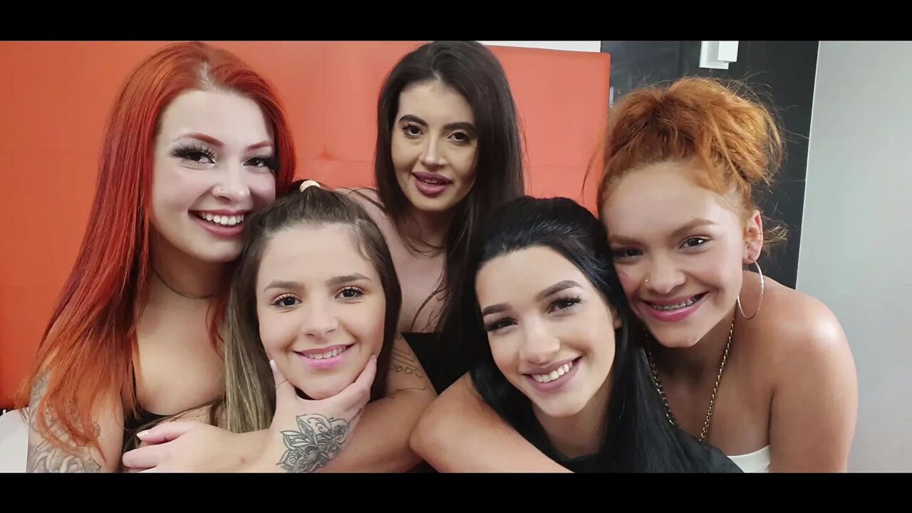 Spit Kisses Gang Bang - 3 Domina Vs 2 Slave and Litres of Spit