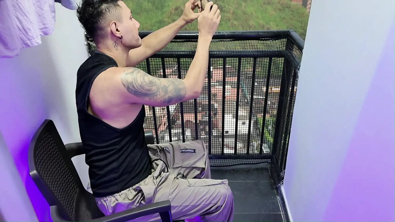 Hardcore sex on the balcony while neighbors watch us