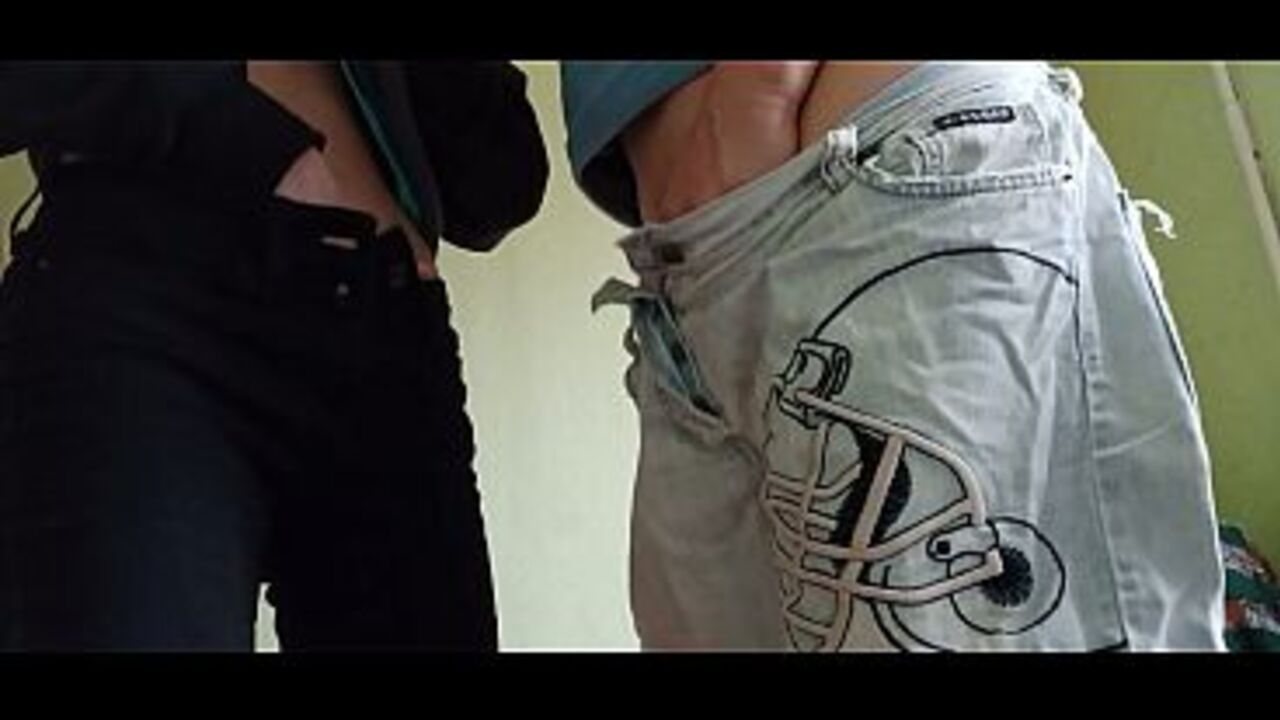 Two girlfriends masturbate and cum in jeans