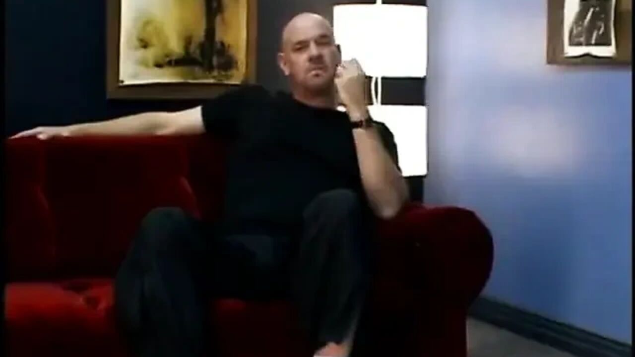 Bald dude is fond of licking foot of naughty redhaired MILF Samantha St. James wrecking his rectum with strap-on