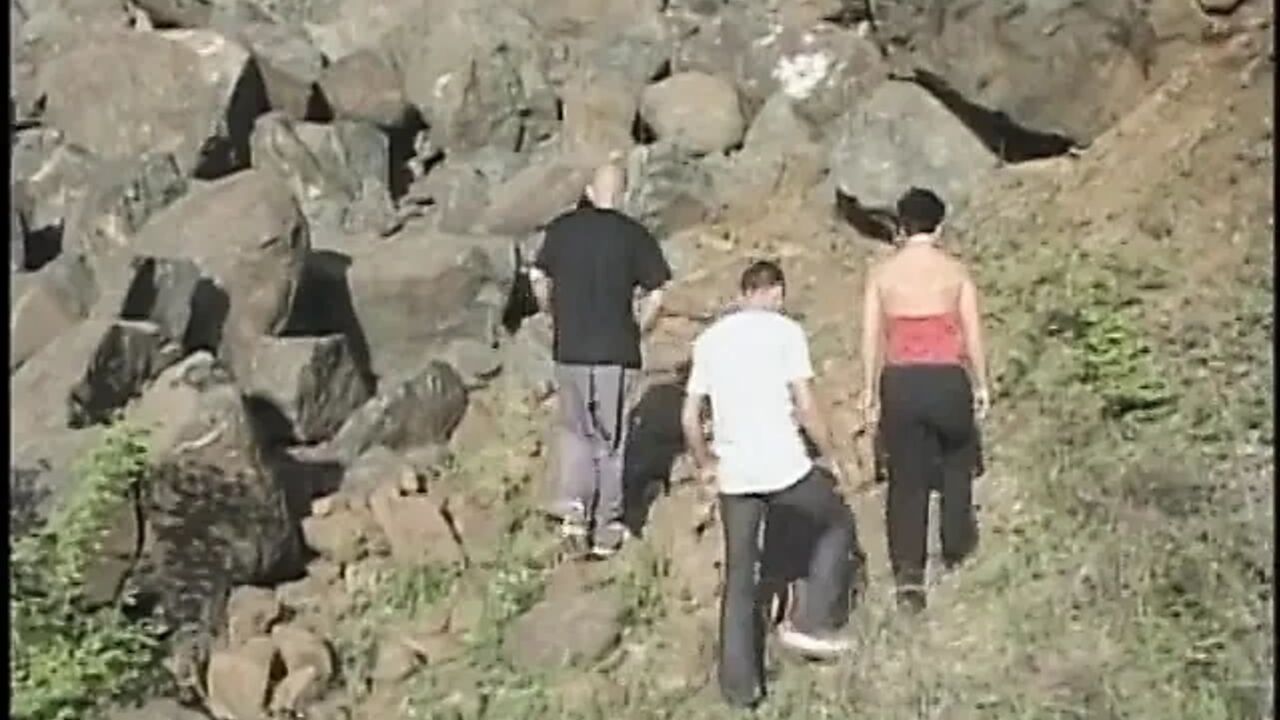 Experimental bisexual threesome embark on a cum quest in the mountains