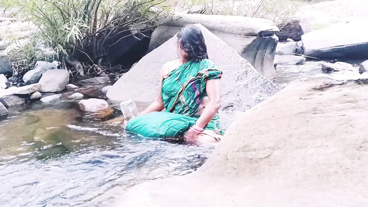 Silk Stepaunty Outdoor Bath Sex in Waterfall Telugu Dirty Talks.