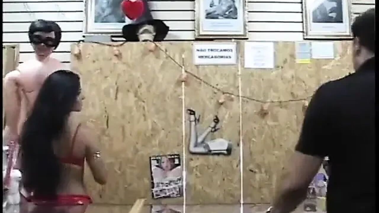 Young Latine rides big dick in store