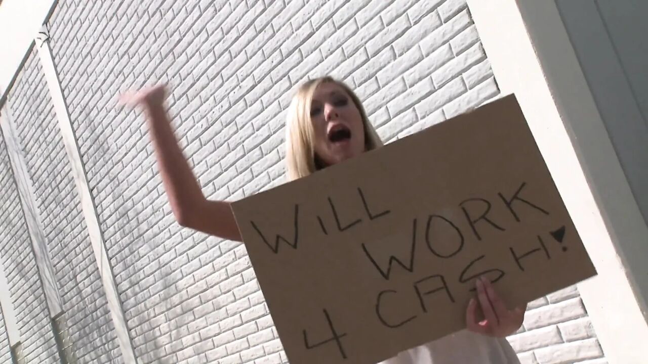 Blond Slut Gives Head Before Wild Fucking on the Sofa in the First Porno Movie for Her