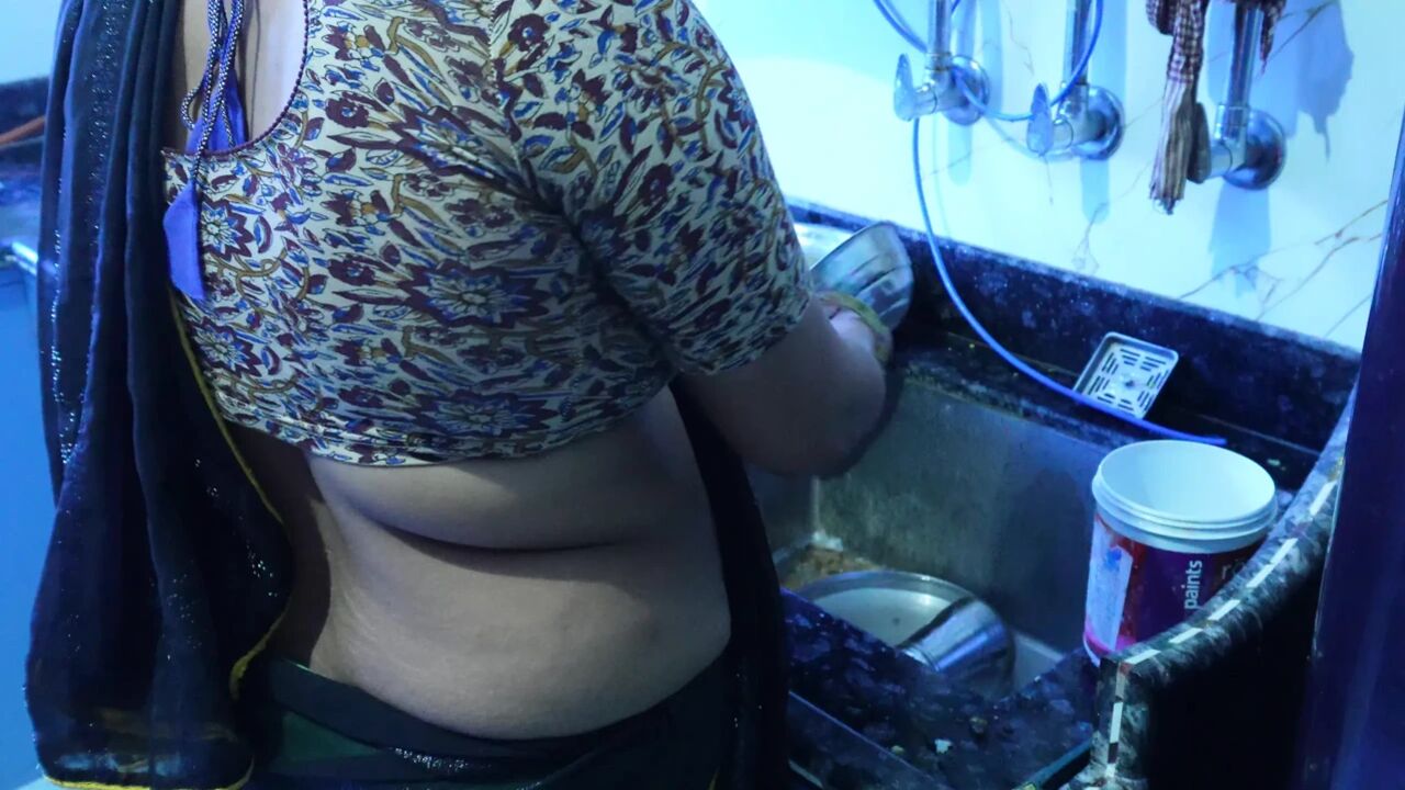 Husband left his wife today while she was cleaning utensils in the kitchen.