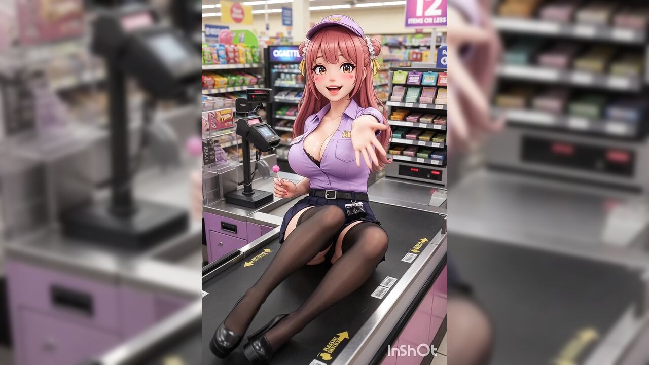 German hentai saleswoman with big boobs fucks and masturbates