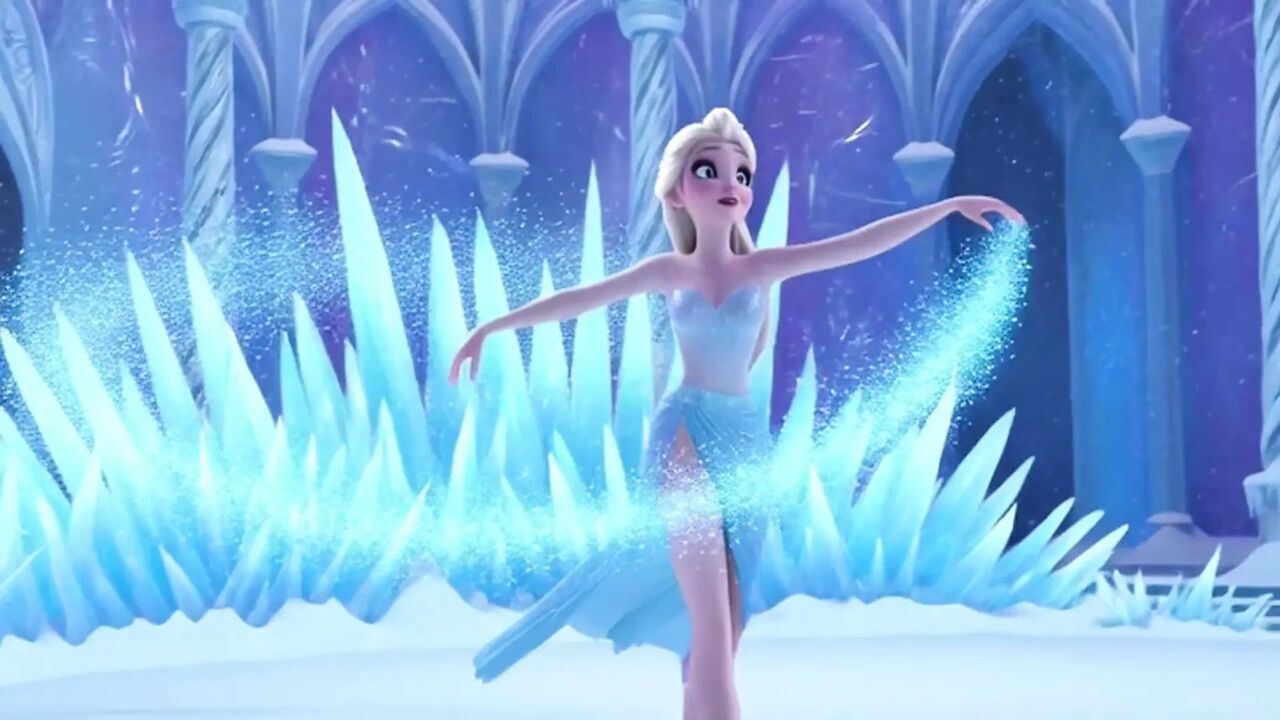 Stunning Nude Elsa Graceful and Elegant Sensual Poses in Her Magical Glowing Ice Palace Cinematic 3D Animation