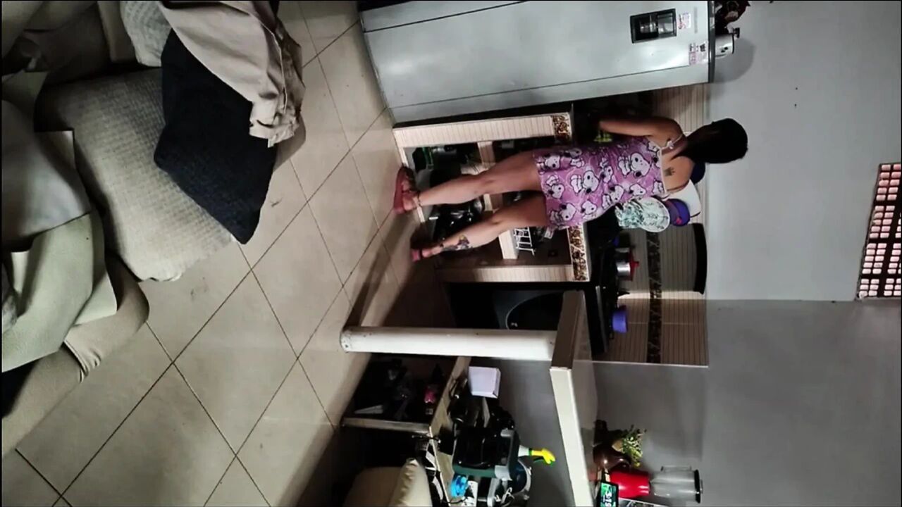 Colombian gets fucked by her stepson with big cock in the kitchen