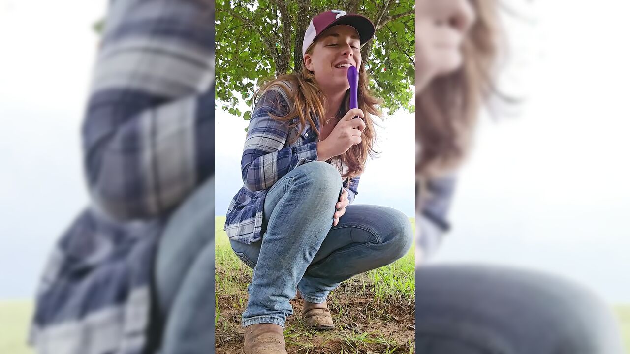 Redhead Fucks Ass and Pusy Squirting Outside