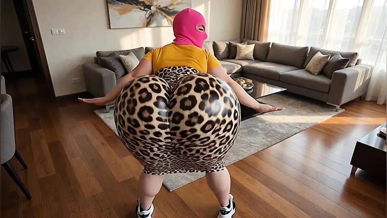 Big-bootied girl in animal print shaking it sexy