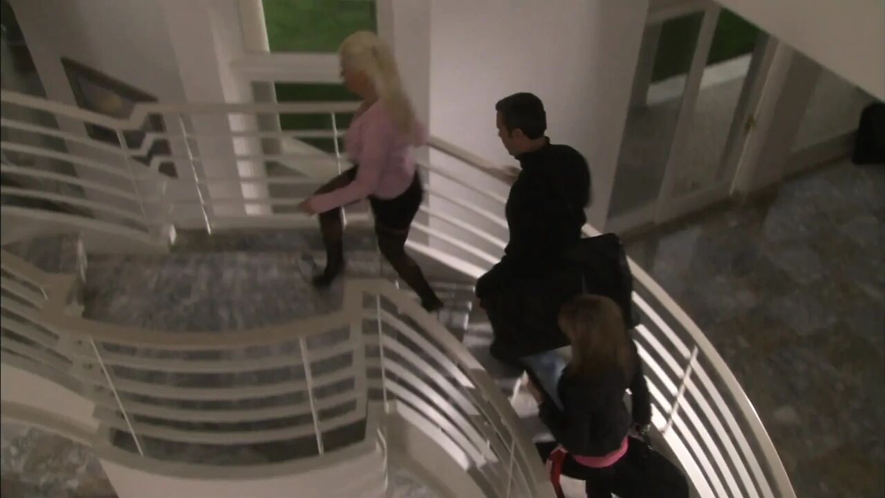 Stockinged blonde MILF rides hard dick