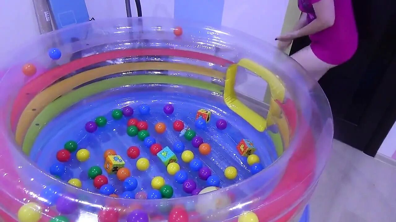 Pussy play in baby inflatable trampoline!!