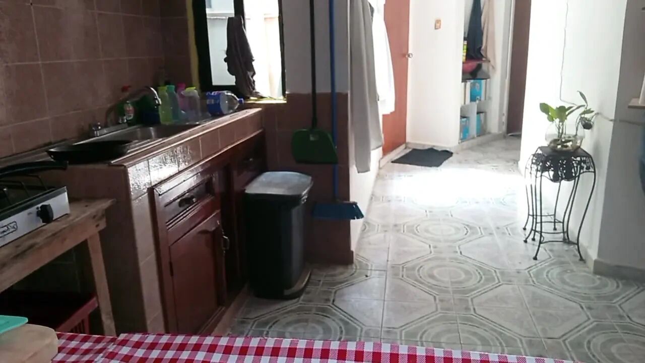 Mom in Bralett in the Kitchen
