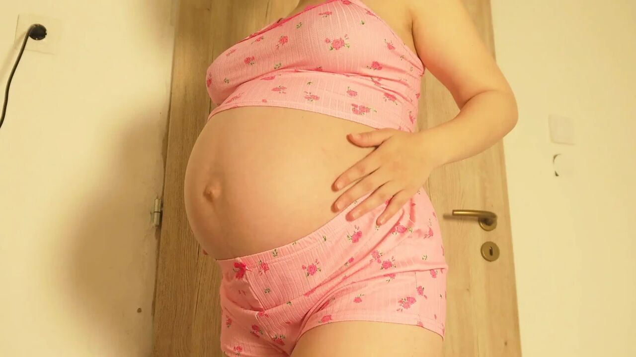 Indian Pregnant Stepsister shows her big belly then in her sexy pajama dress shows her sexy big