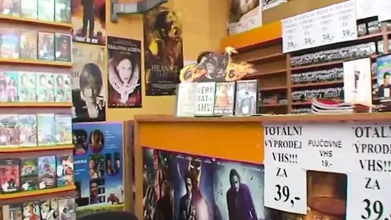 Blonde mature fucked in movie shop