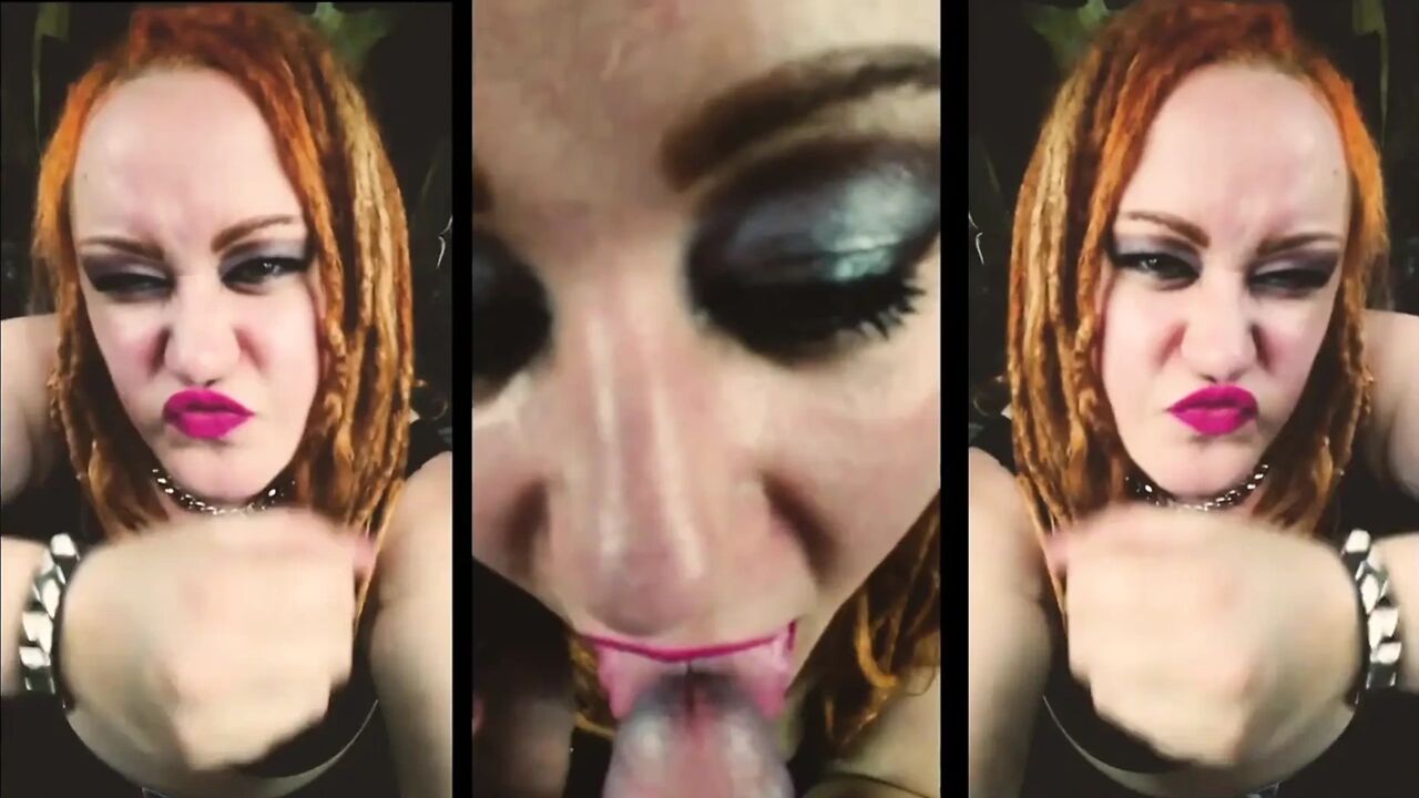 Talking to her boyfriend on the phone while she sucks off his cute buddy