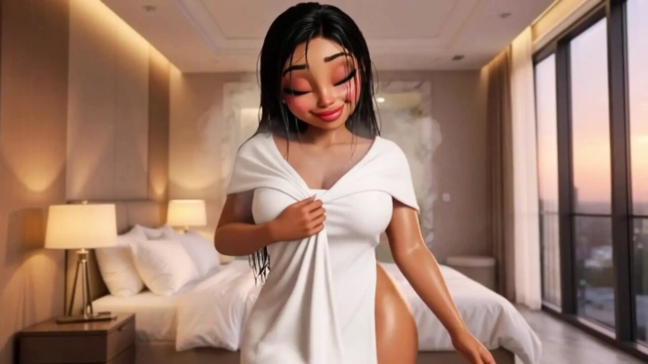 POV Gorgeous Indian Babe Fresh Out The Shower Loving Her Massive Ultra Soft King Size Mattress In 3D Animation