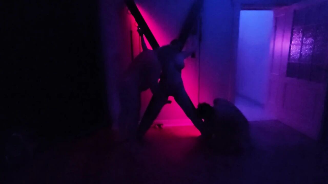 Hardcore BDSM Gangbang. Men Fuck Woman Tied to Chains and Bed.gangbang.
