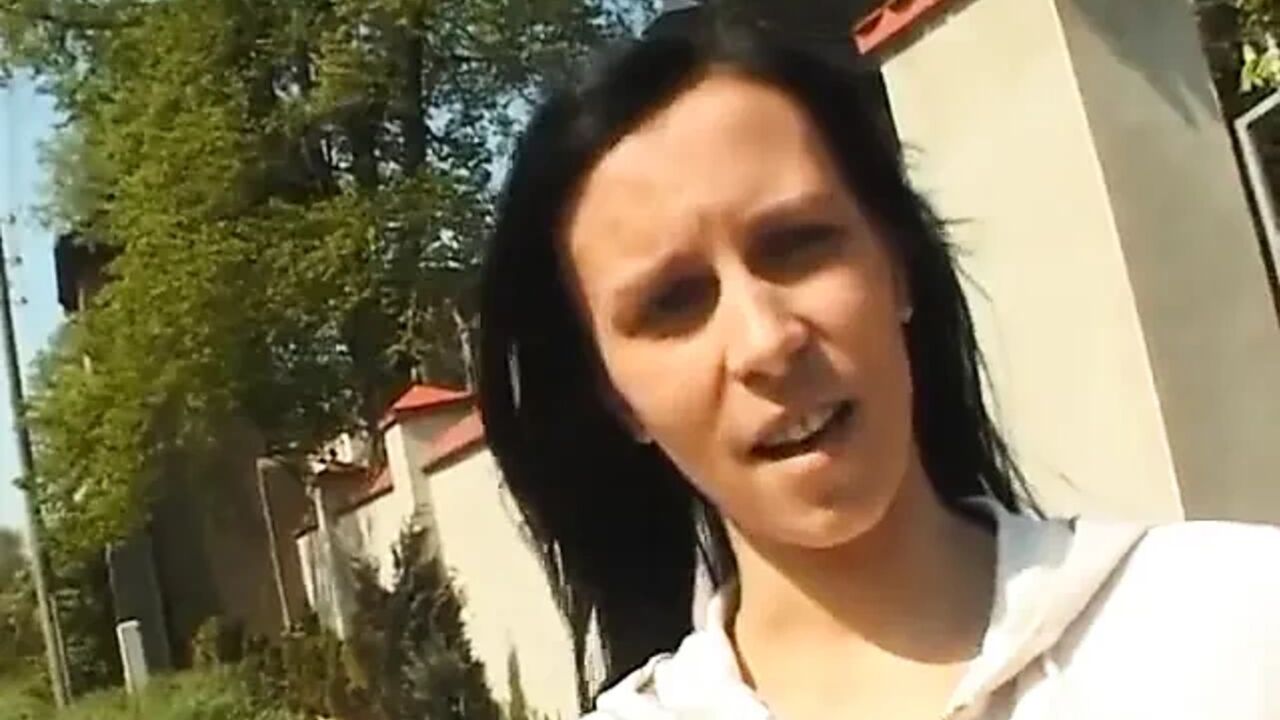 Brunette beauty masturbating before giving a blowjob in pov action