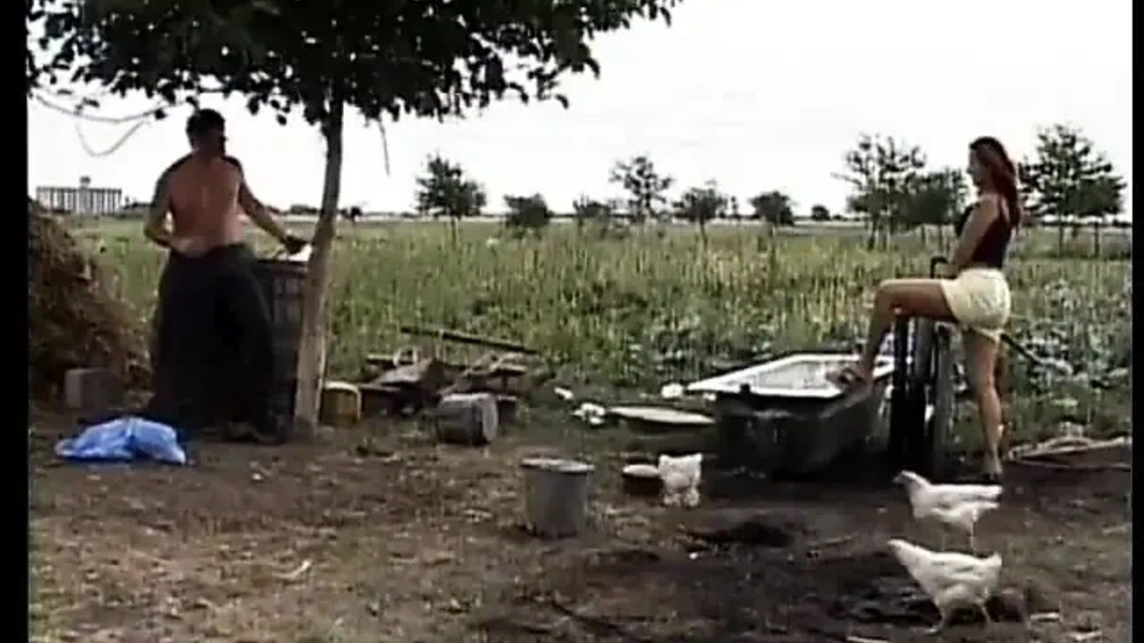 Eager slut screws her ass with an older cock outdoors