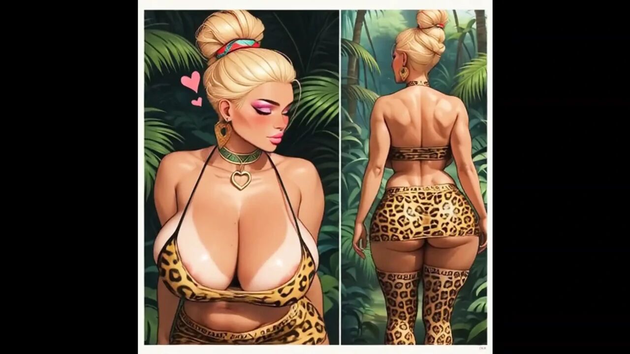 Futanari bimb, full lips, plump, blue eyes, blonde hair freckles, pornstar, BBC jungle fuck AI Generated