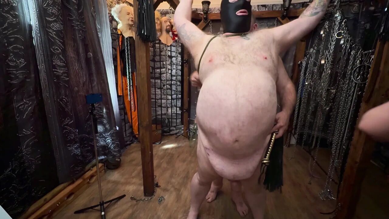 Part 3:- Domina Satana and Lanista Bear takes slave Daz in the dungeon for some anal, spanking, nipple play etc